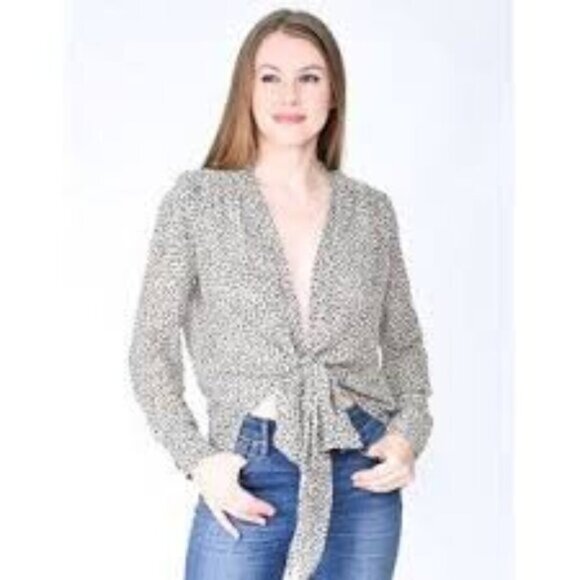 NWOT Calvin Luo | Black & White Animal Print Blouse Size Small - Picture 1 of 11